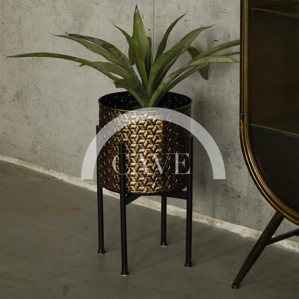 Art Deco Pattern Metallic Flower Pot - More Sizes