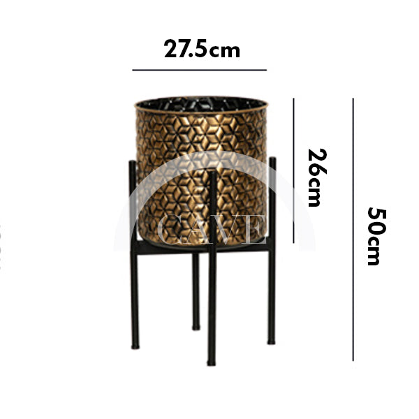 Art Deco Pattern Metallic Flower Pot - More Sizes