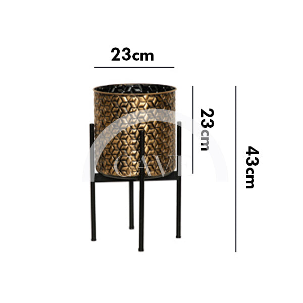 Art Deco Pattern Metallic Flower Pot - More Sizes
