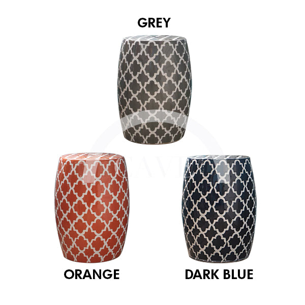 Casbah Trellis Ceramic Drum Stool - More Colors