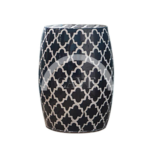Casbah Trellis Ceramic Drum Stool - More Colors