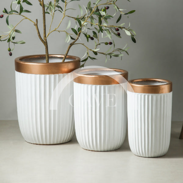 Home Flower Pot With Copper Accent - More Sizes