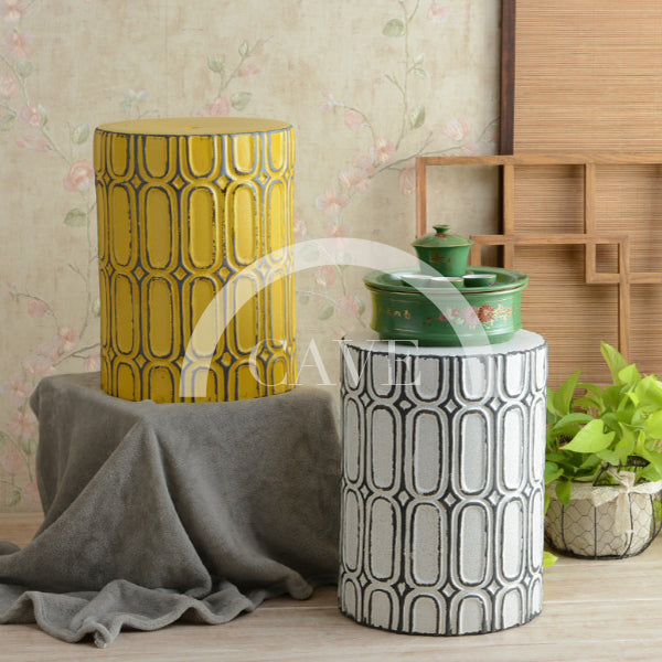 Oriental Shabby Chic Ceramic Drum Stool and Side Table - More Colors