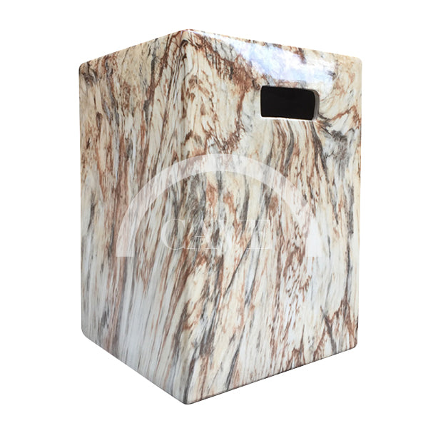 Square Ceramic Drum Stool with Marble Pattern - More Colors