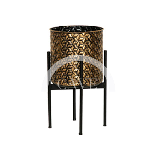 Art Deco Pattern Metallic Flower Pot - More Sizes