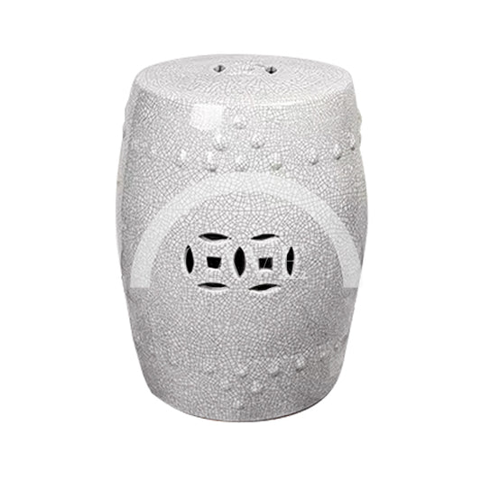 Cracked Ceramic Pattern Drum Stool